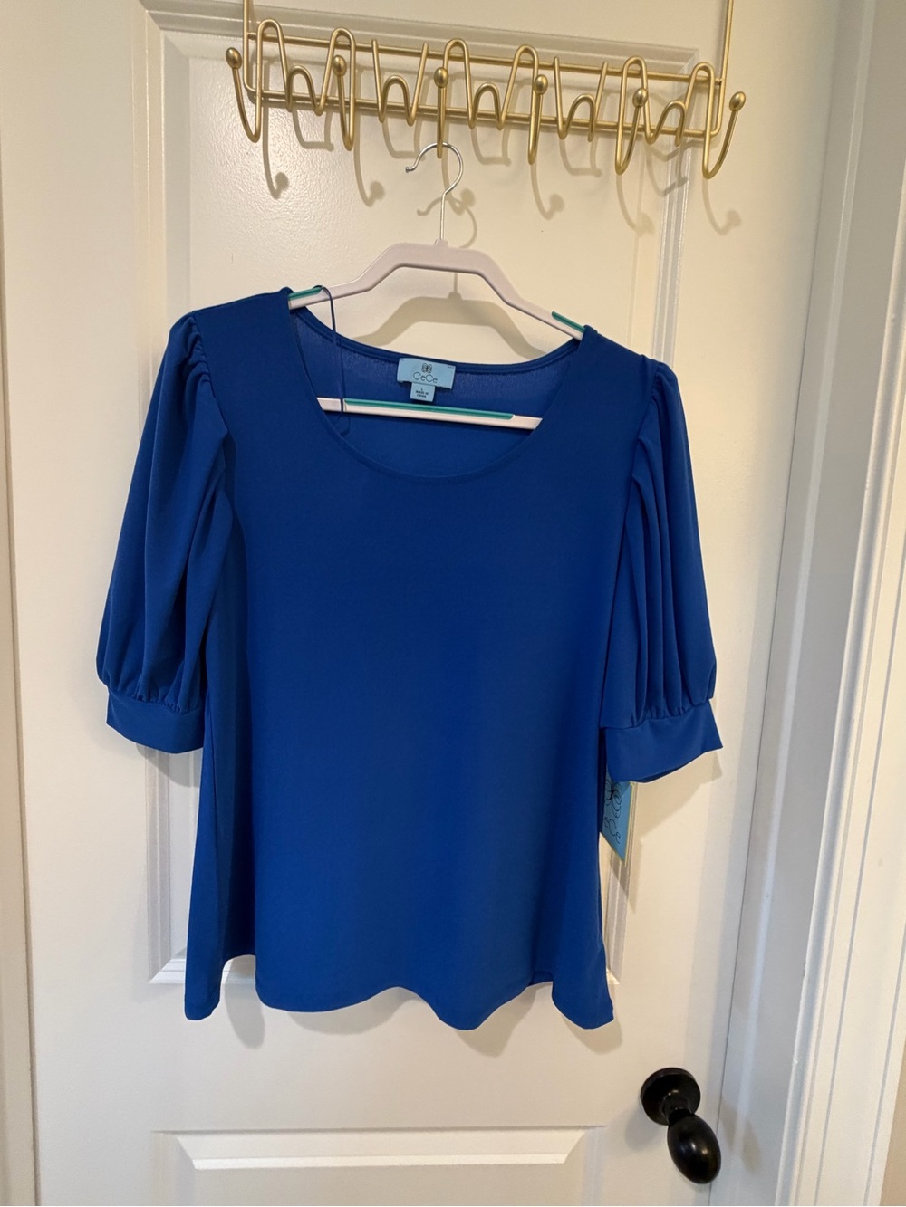 CeCe Royal Blue Puff Sleeve Blouse